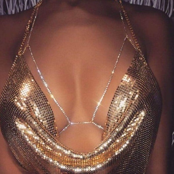 Rhinestone kjede BH Crystal Body kjeder for kvinner Halskjede Sexy Bikini Nattklubb Body Chain smykker