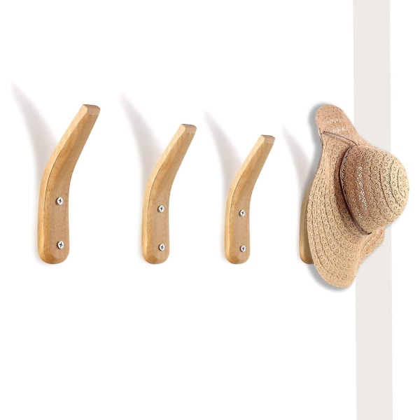 4st Väggfäste i trä Klädkrokar Naturträ Väggfäste Enkel Modern V-form  Väggförvaring klädhängare för hängande rockar, hattar, väskor, handdukar  60fa | Fyndiq