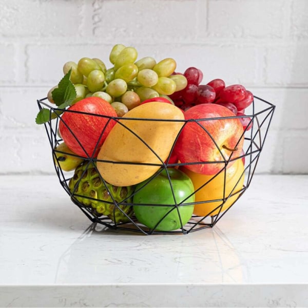 Fruktkorg i metall - förvaringskorg för järn för frukt, bröd, grönsaker  (svart, 2 stycken) 193a | Fyndiq