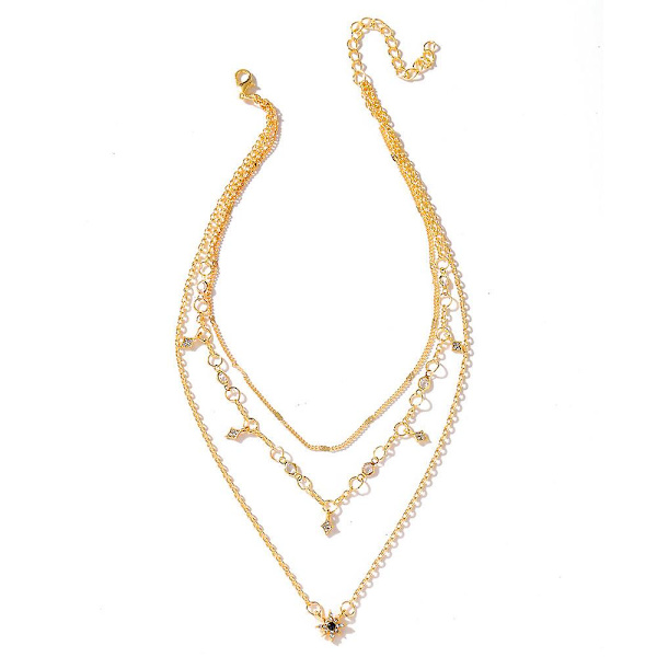Bohemia Lagdelt Choker Halskjede Stjerne Og Måne Halskjede Stjerne Choker Rhinestone Stjerne Måne Charm Anheng Halskjede Flerlags Halskjeder For Kvinner Og Jente