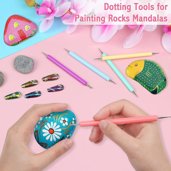 Nagelprickningsverktygspenna, präglingspenna med kulspets i dubbla storlekar, nagelprickningsverktyg för nail art