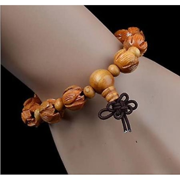 Unisex Peach Lotus snidade pärlor Bodhi tibetansk buddhistisk bön handled Mara armband