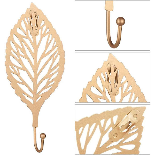 3 st väggkrok blad gjutjärn dekorativ väggkrok gardin slips väggkrok för nycklar handduk kappa badrum kök