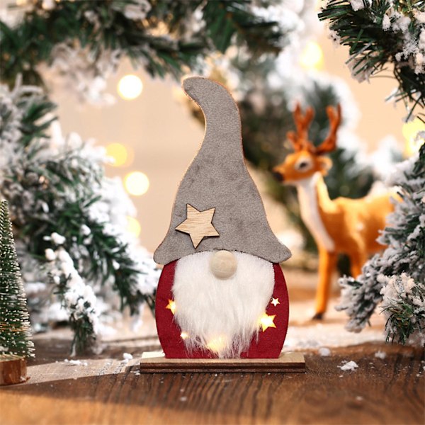 Ansiktslös Ornament Ekologisk Iögonfallande Trä Glödande Jul Mini Ansiktslös Äldre Ornament för Hemmet (B)