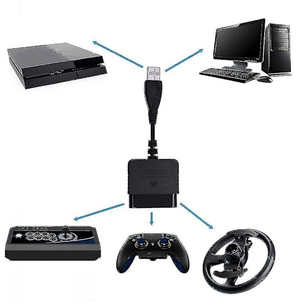 Controller Adapter Playstation 2 Til Usb, Konverterkabel Til Brug Af Playstation 2-Kontrollere Med Playstation 3 Og Pc-Systemer.