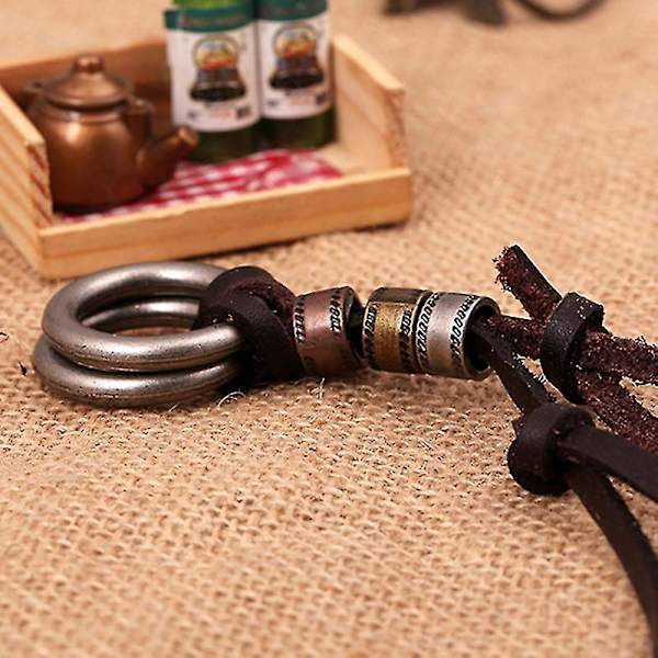 Halsband i läder för män, retroberlocker, justerbart, modeaccessoar för män och kvinnor