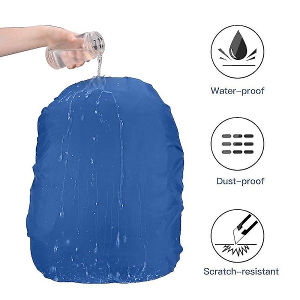 Vattentätt regnskydd för ryggsäck i nylon - Regntät utomhusutrustning för 18-25L ryggsäck - Blå, 2-pack