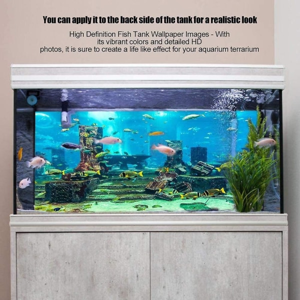 Akvarium Bakgrunn Undervannsplakat PVC Korall Fisketank dekorasjon Vegg klistremerke Undervannsbymodell