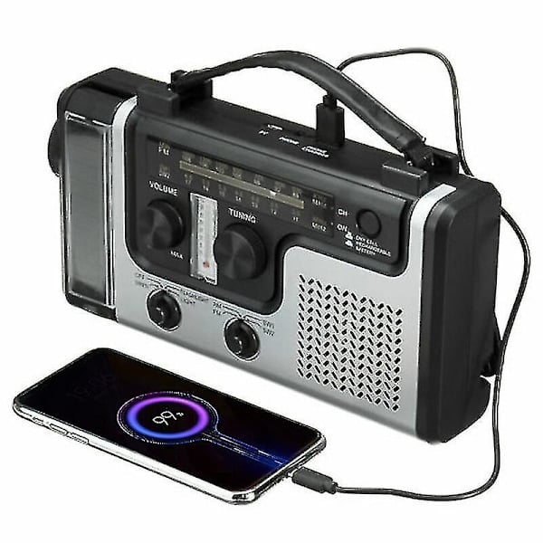 Multifunktionell Solcellsdriven Handvev Radio AM/FM/SW Nödradio Med LED-ficklampa