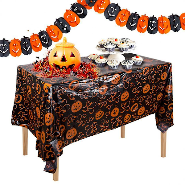 Halloween Dekoration Duk Pumpa Spindelnät Bat Plast Bordduk Kläder Festival Party Hem Bord Dekoration Tillbehör (Silver)