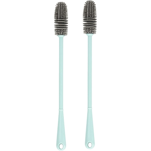 2-pack silikonflaskborste, rengöringsborste för babyflaskor, långt mjukt silikonhandtag, borste för rengöring av flaskor, termosar, glas, matburkar