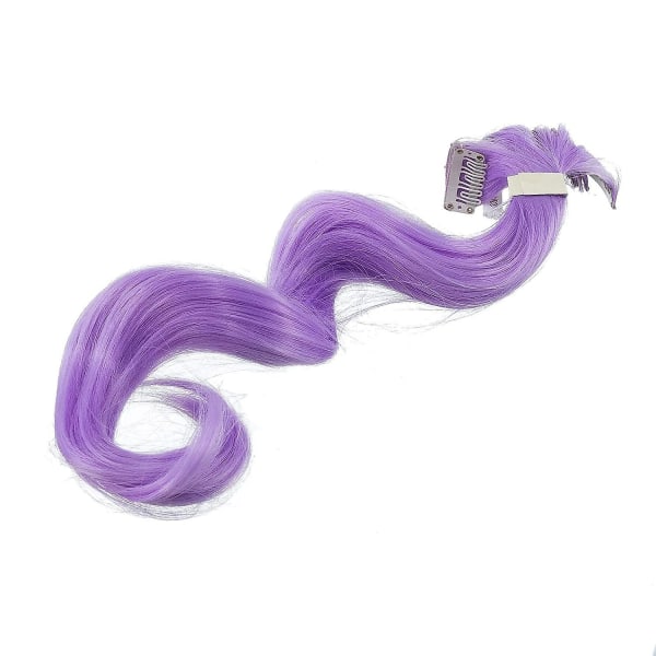 12 st Curly Wavy One Color Party Highlights Clip On In Hair Extensions Färgat hår Streak Syntetiska hårstycken (lila lila)