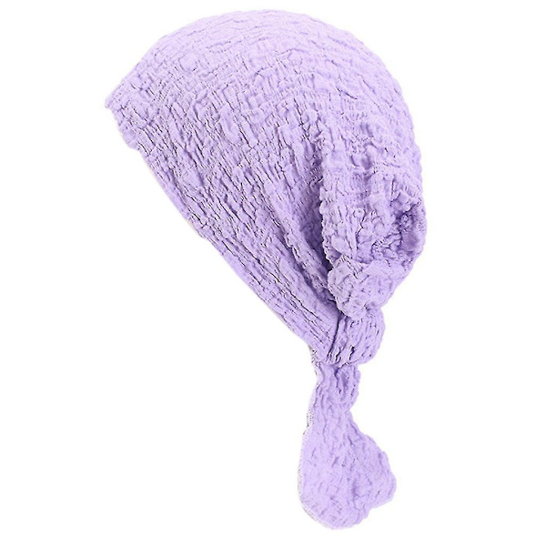 Kvinnors Bubbelrynkig Turbanhatt Förbunden Elastisk Beanie För Huvudomslag Kemohätta