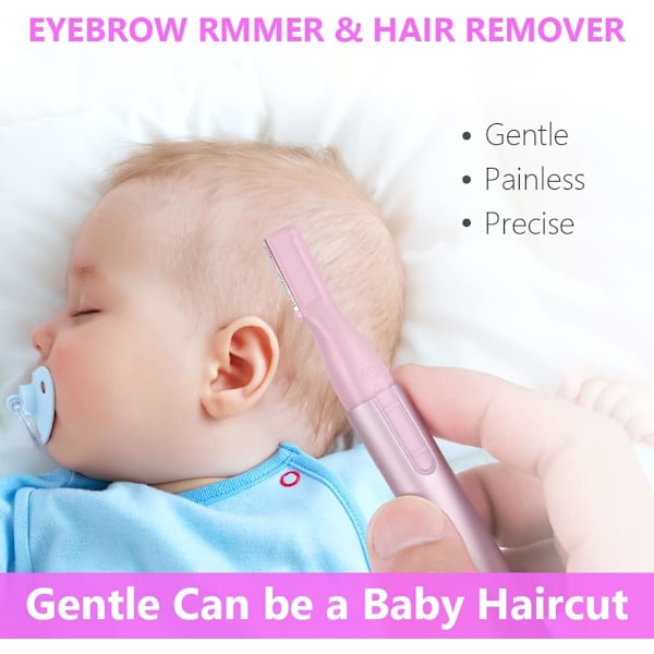 Øjenbrynshår fjernelse til kvinder Mænd, smertefri ansigtshår barbermaskine, elektrisk øjenbrynsbarbermaskine til bryn, ansigt, kinder, læber, ferskenfnuller (pink)