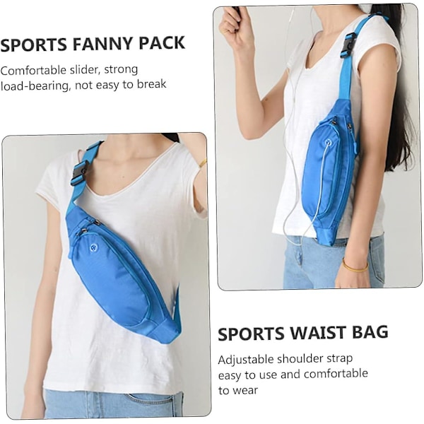 Sports Fanny Pack Justerbar Midjeveske Midjepung Løpepung Belte for Kvinner Kvinner Belteveske Midjepakke (Blå)