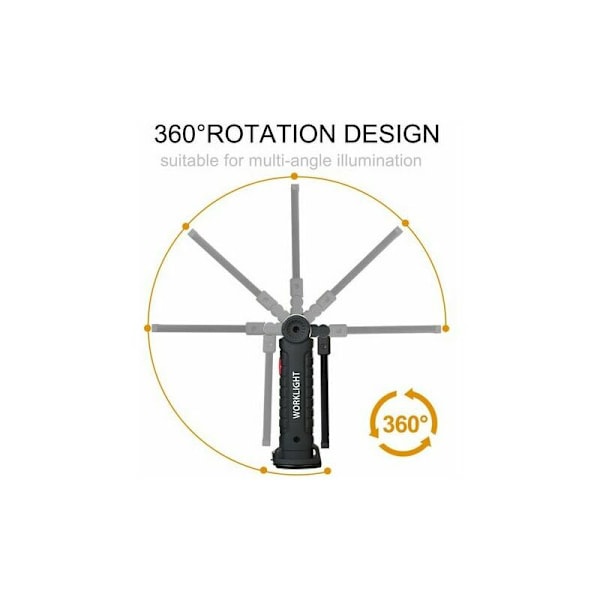 2 x Uppladdningsbar LED Cob Arbetslampa Lampa Verkstad Cob Ficklampa Fackla LED Arbetslampa Lampa med Magnetisk Bas Inspektionslampa för vandring, camping