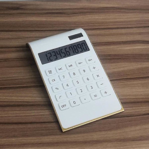Kalkylator, Slank Elegant Design, Kontor/Hem Elektronik, Dubbeldriven Skrivbordskalkylator, Solenergi, 10 Siffror, Lutande LCD-skärm, Lutning