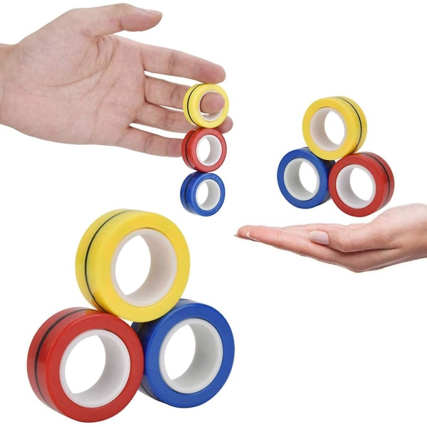Magnetisk fingerring, magnetisk ringfidget spinner leketøy, oppgradert håndspinner for stressavlastning, jule- og bursdagsgave til barn, venner og familie