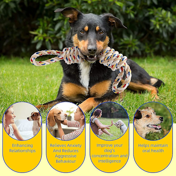 Hundleksak Rep För Starka Stora Hundar, Dragleksak Hund Robust Tuggleksak 2 Knop Rep Present