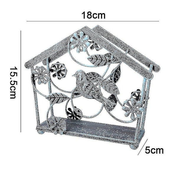 Stående Papir Metal Serviet Holder Stativ Til Hjem, Køkken, Borde, Indendørs, Udendørs, Fugl Blomst Design (Blå)