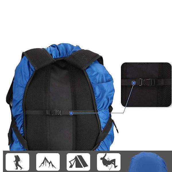 Vattentätt regnskydd för ryggsäck i nylon - Regntät utomhusutrustning för 18-25L ryggsäck - Blå, 2-pack
