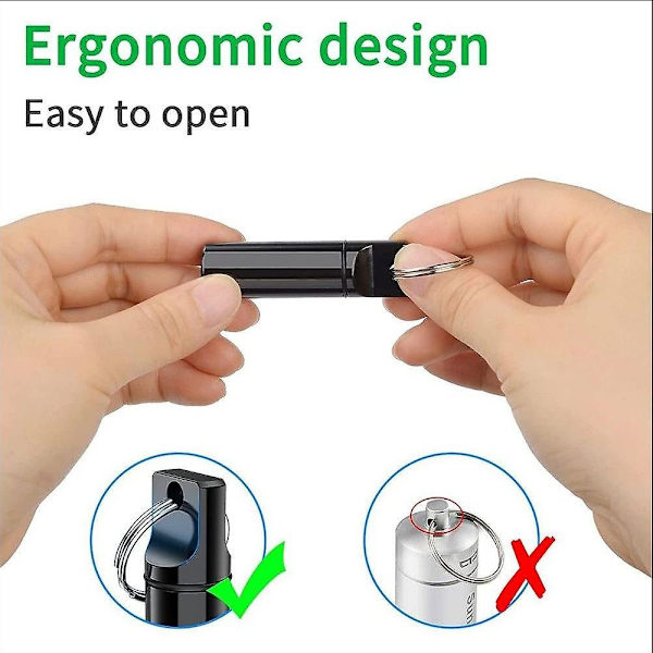 Liten bærbar pilleboks nøkkelring (3-pakning), aluminiumlegering mini pilleorganisator etui beholder for veske, vanntett metall pilleholder for utendørsleir
