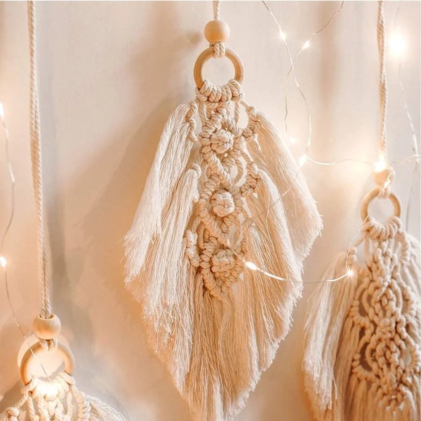 Seinälle ripustettava boho-koriste, käsintehty seinävaate, lehtikoriste, boheemi seinävaate, käsintehty koti sisustus, olohuone, makuuhuone
