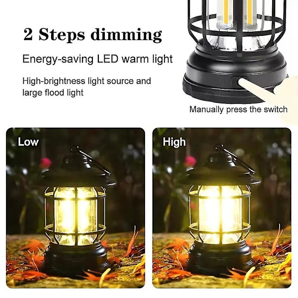 Utomhus Retro Campinglykta Cob Camping Tältlampa Led Nödljus Atmosfärisk Nattlampa (grön)
