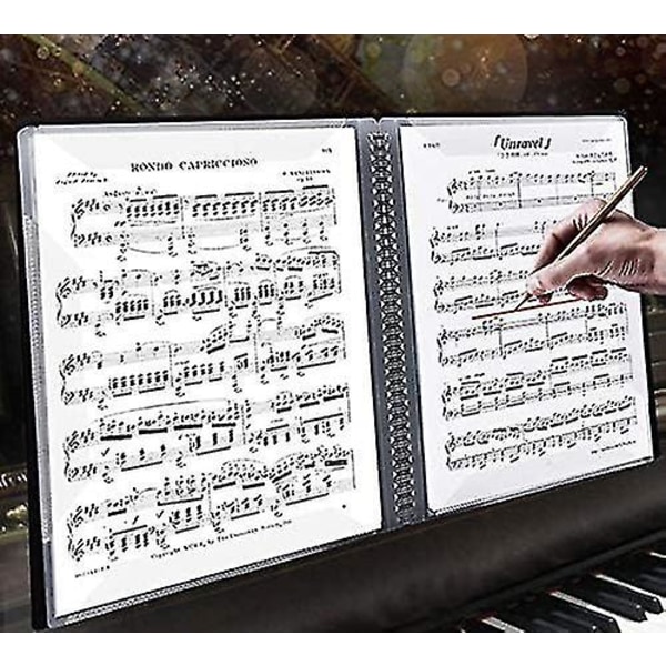 A4 60-siders musikkfilmappe, modifiser pianonoteark, musikknøkkelark, oppbevaringsmappe for dokumenter, tom plastmappe for konserter og kor