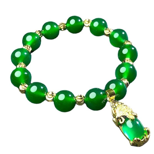Kvinnors mode grön Jade Bead smycken 18 k guldpläterade charm kedja armband