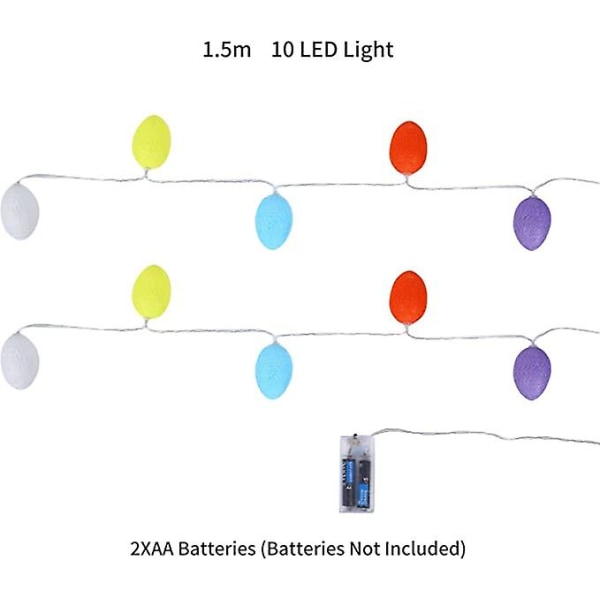 Pääsiäisen valosarja 1,65 m 10 LED-valosarja Dekor LED-valoketju Pääsiäisen koristevalot pääsiäisjuhliin Kerros Syntymäpäiväjuhlat (paristo ei sisälly)