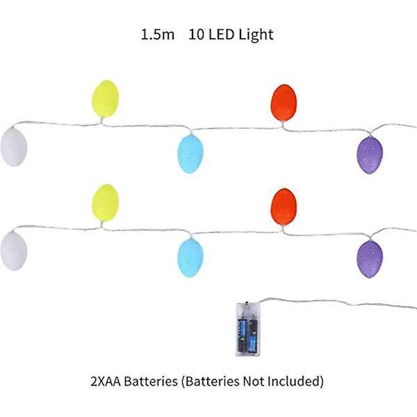 Påskljus 1,65 m 10 LED-slingor Dekor LED-slinga Påskdekoration Ljus för påskfester Lager Födelsedagsfest (batteri ingår ej)