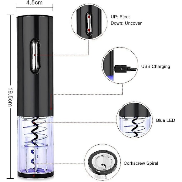 USB Laddningsbar Elektrisk Korkskruv Automatisk Flasköppnare Laddningsbar Elektrisk Flasköppnare Professionell Korkskruv Champagneflasköppnare Present