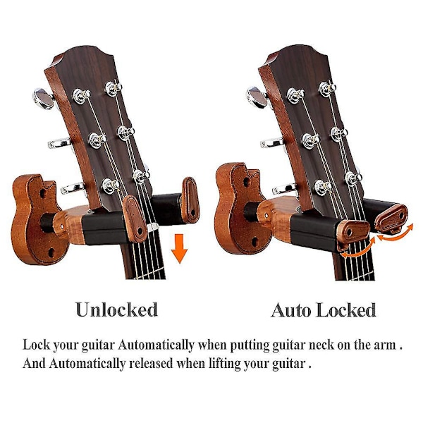 Träväggmonterad Gitarrhängare Hållare Hängare Krokhållare