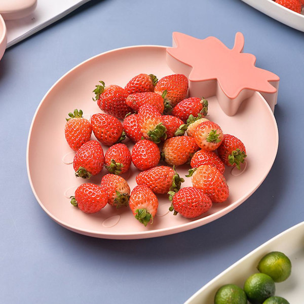 Jordbærplastfat Snacktallerkener Kjøkkenskåler, 2-pakningsplastfat Serveringsfat Matbrett(reddik）