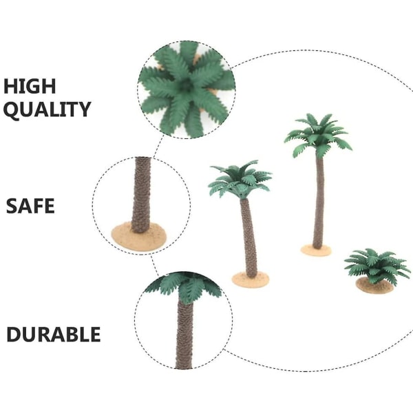 3 stk. Lille Kokosnød Palme Model Grøn Plast Kunstig Akvarium Planter Model Landskab Palme Træ Kunsthåndværk Statue