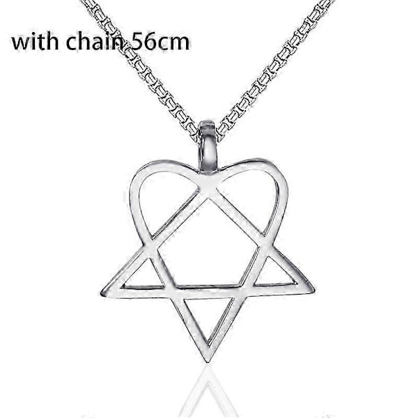 Heartagram Stjärna Hjärta Honom Herr Dam Rostfritt Stål Hängsmycke Halsband Vintage Smycken (Stil 2-kedja 56cm)