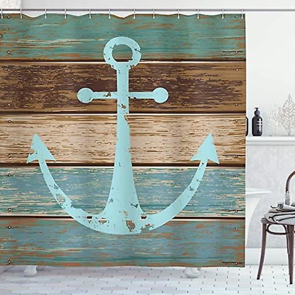 1 st rustik nautisk polyster duschdraperi badrumsdekor, 180 cm x 180 cm, modern duschdraperi