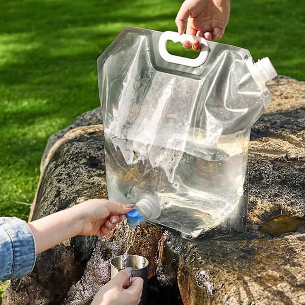 10L Vattenbehållare Set, BPA-fri Vattenbärare med Kran och Handtag, Hopvikbar Vattenhink, Bärbar Vattenförvaringskanna för Utomhusbruk, Camping