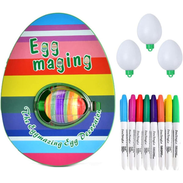 Påskeeggsdekorasjonssett Malemaskin Leke, Med 8 Fargede Markører, 3 Plast Egg