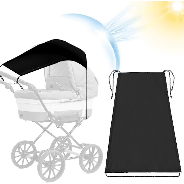 Barnevogns Solskærm, Barnevogns Parasol, Universal Barnevogns Solskærm, Kaleche Solskærm, Til Bærekurv, Klapvogn, Justerbar Med Uv 50 Beskyttelse, Sort
