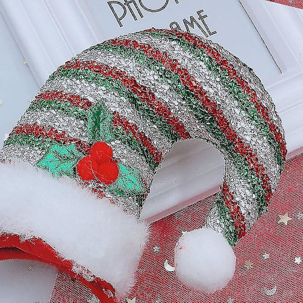 Sequin Julemandshue Pandebånd Med Guldton Glitrende Krone, Juletema Hårtilbehør