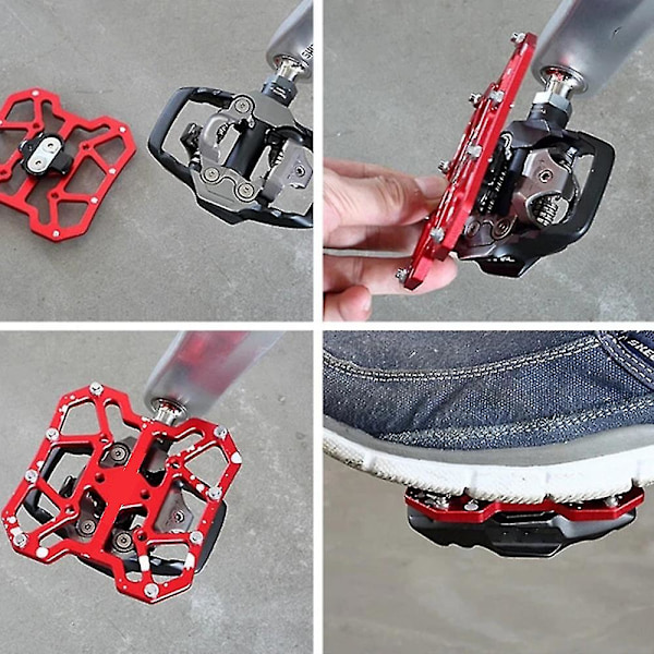 Premium Clipless Pedal till plattformsadaptrar 1 par aluminiumlegering cykelpedalplattform（gul)