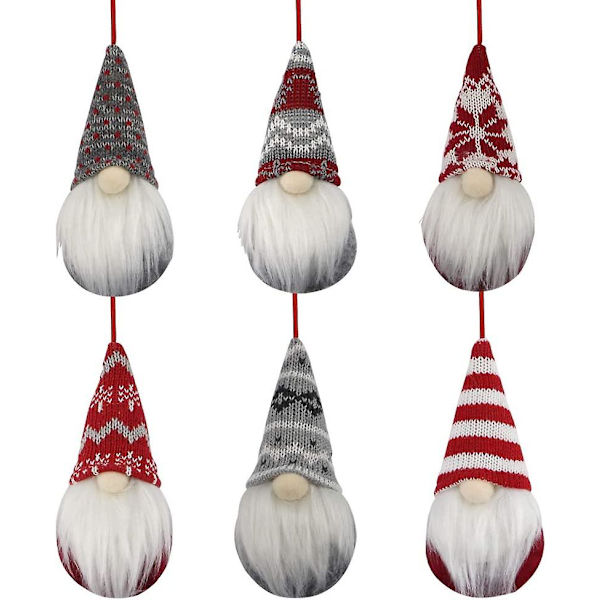 Baicccf Tomte Julplyschprydnader Set, 6-pack Hängande Julgransdekorationer Heminredning, Svensk Tomte Elf Skandinavisk Jultomte Plyschdocka