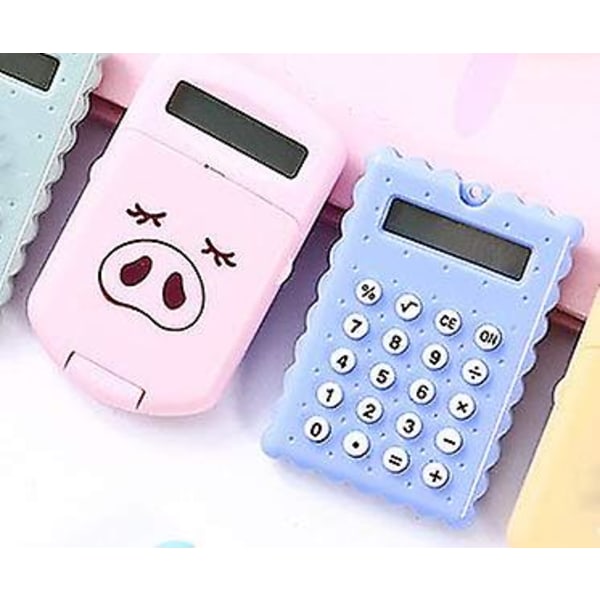 2 stk Ny liten Fresh Carry Kalkulator Søt Mini Studenter Gris Gris Kalkulator Bærbar datamaskin kontorrekvisita