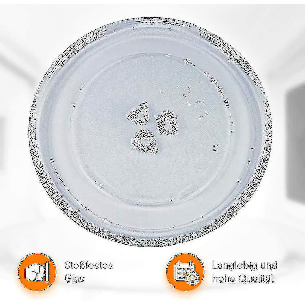 Universal mikrobølgeovn dreieskive glassplate med 3 fester, 24,5 cm