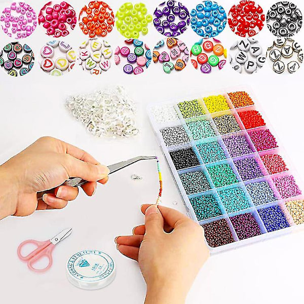 Charm Tjeckiska Glasfrö Pärlor Akryl Pärlor Kit DIY Armband Halsband Pärlor Set För Smyckestillverkning Örhänge Tillbehör Niuniu（E）