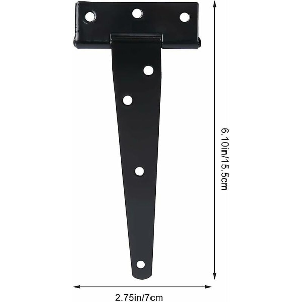 2-osaiset saranat Mustat Heavy Duty T-saranat puisille oville tai metallioville Ruostekestävät rautatalon oven saranat (6 tuumaa)