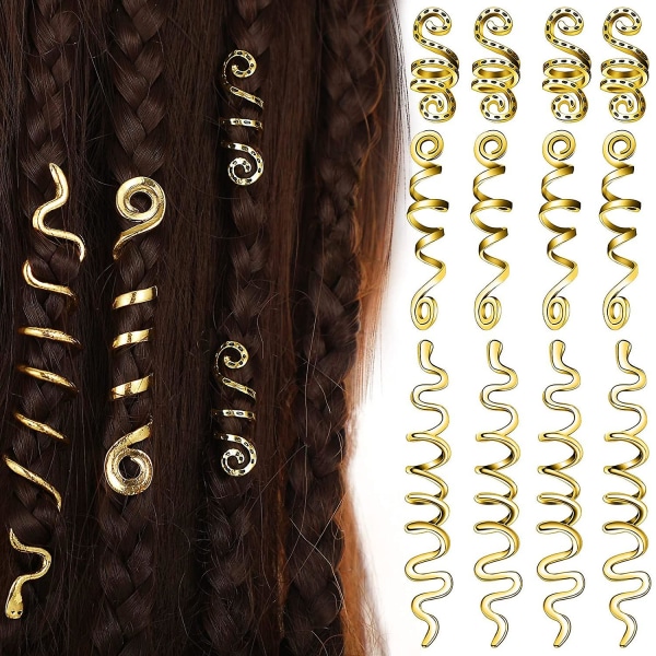 12 st flätade håraccessoarer keltiska hårsmycken legering dreadlocks accessoarer hårsmycken spiral flätad smycken spole juvelerad hårmanschett orm