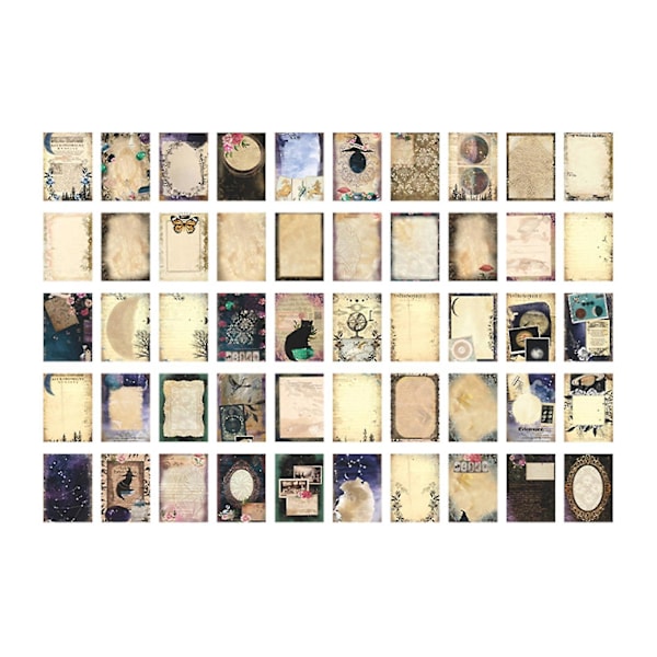 100 ark Vintage Materialpapper Retro Ljust Papper Deko Scrapbooking Collage Bakgrund DIY Dagbok Hantverk